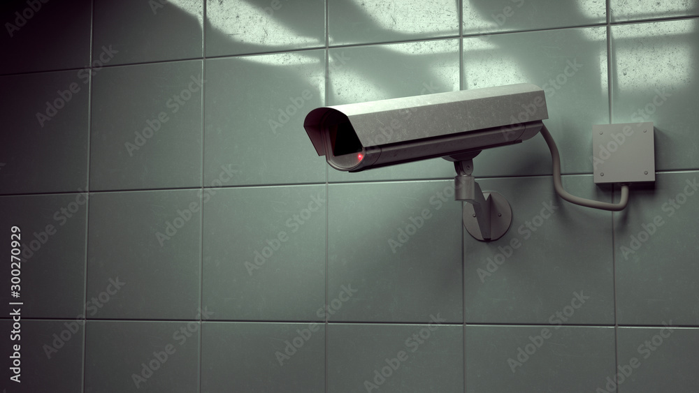 3d rendering. CCTV camera in a dark room on a ceramic tile. 3d rendering. CCTV camera in a dark room on a ceramic tile.
