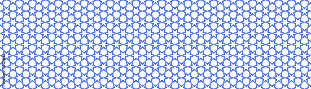 Fototapeta premium Islamic script in the decor of oriental architecture. Traditional Arabic motifs, ceramic tiles to decorate palaces and mosques. Oriental patterns for fashion design, home decor, fabric and wrapping