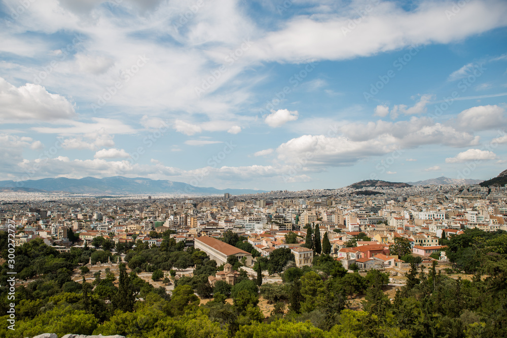 Acropolis of Athens seen from Filopappos Hill. overlooking the city from the top, Greece