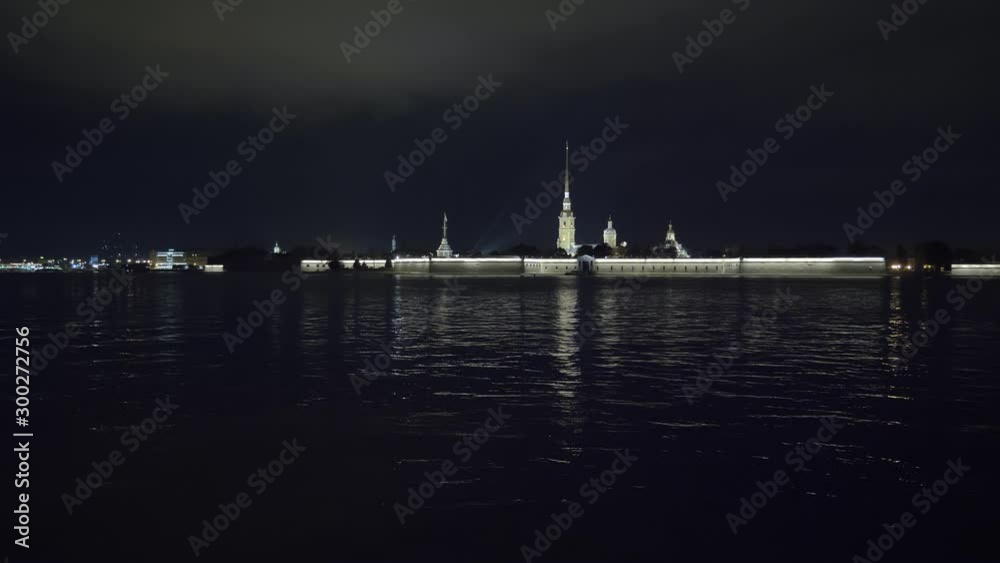 illuminated Peter and Paul Fortress in Saint Petersburg in night, city panorama illuminated Peter and Paul Fortress in Saint Petersburg in night, city panorama