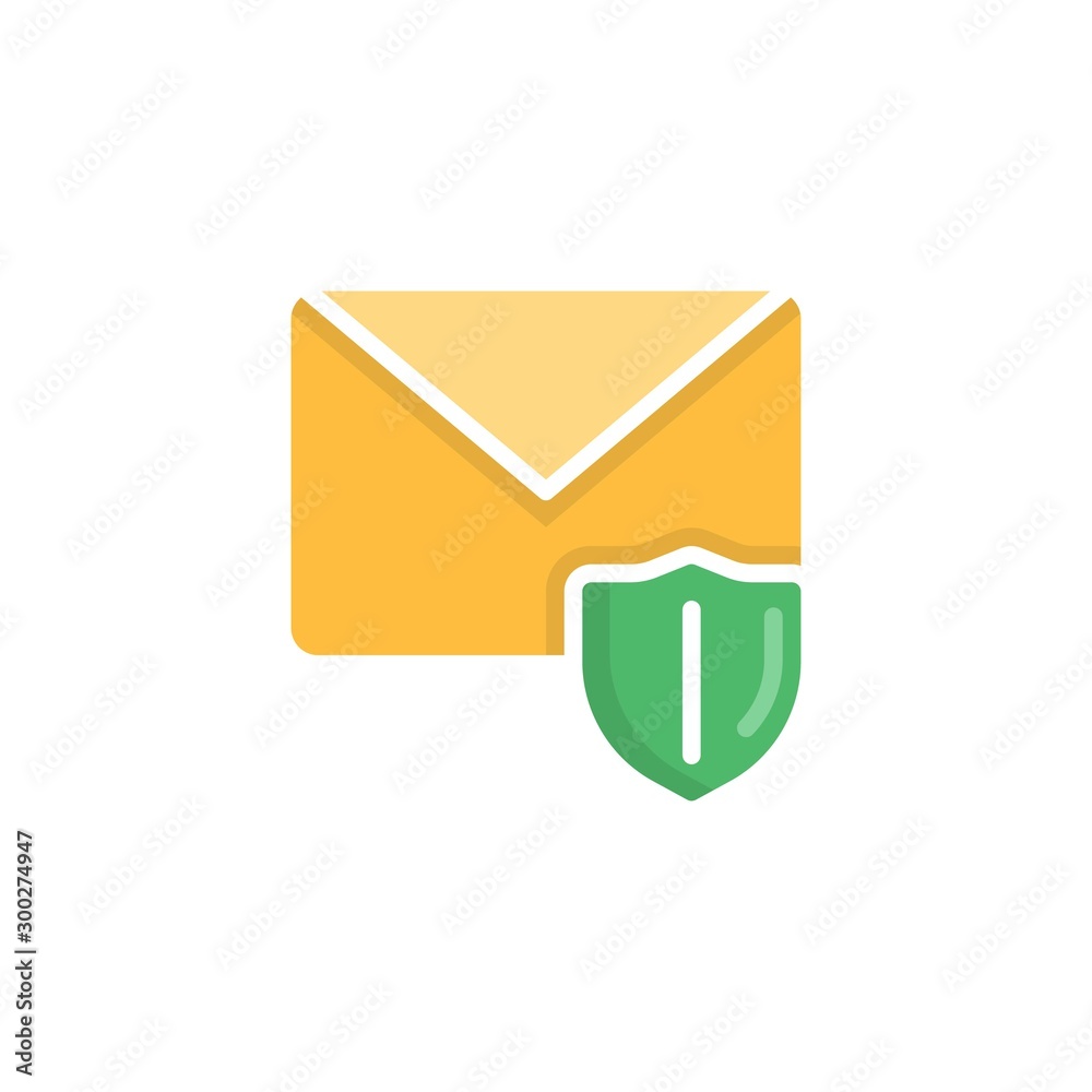 Correspondence protection flat icon, vector sign, Email security colorful pictogram isolated on white. Symbol, logo illustration. Flat style design