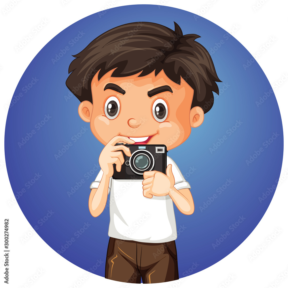 Fototapeta premium Cute boy on round background