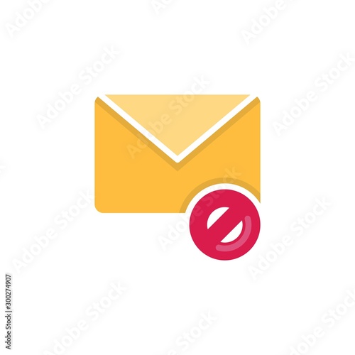 Email block, ban flat icon, vector sign, Blocked mail colorful pictogram isolated on white. Symbol, logo illustration. Flat style design