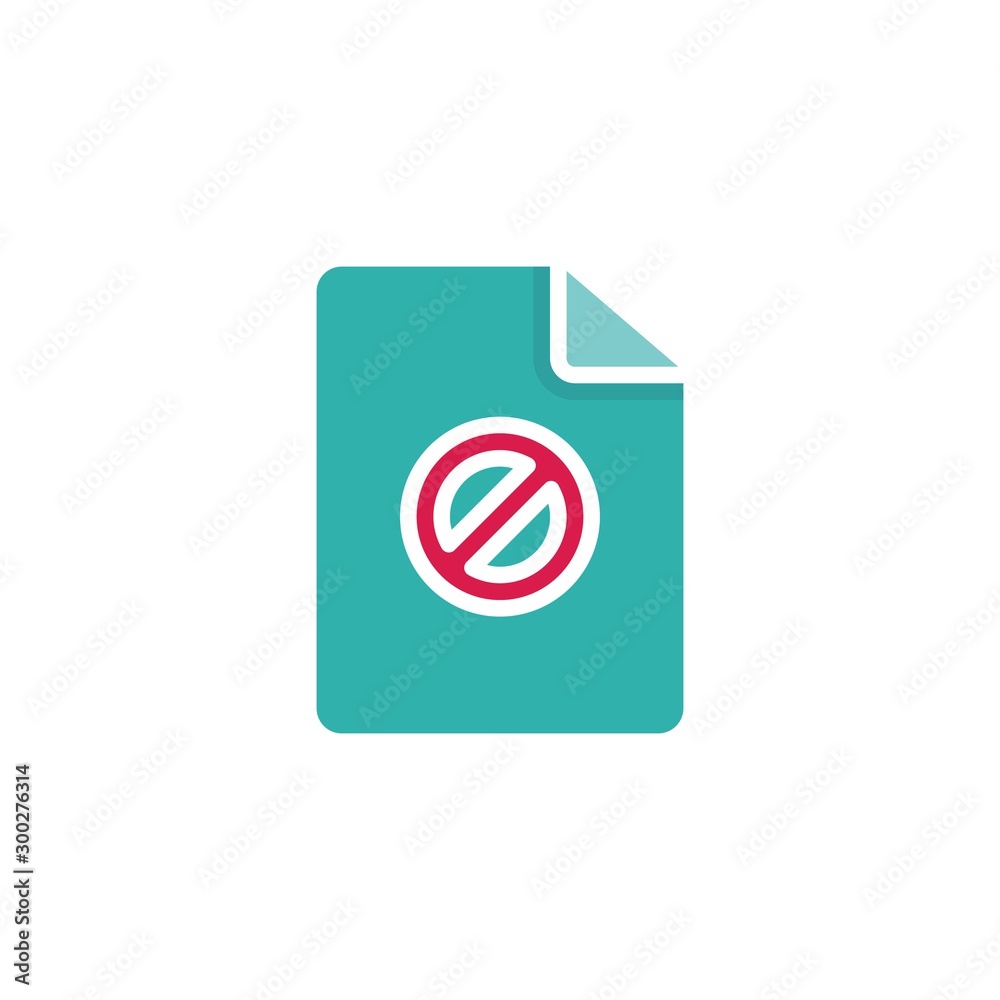Forbidden file flat icon, vector sign, Blocked file document colorful pictogram isolated on white. Symbol, logo illustration. Flat style design Forbidden file flat icon, vector sign, Blocked file document colorful pictogram isolated on white. Symbol, logo illustration. Flat style design