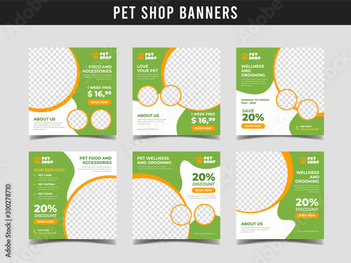 Pet shop square banner template. Promotional banner for social media post, web banner and flyer Vol.18