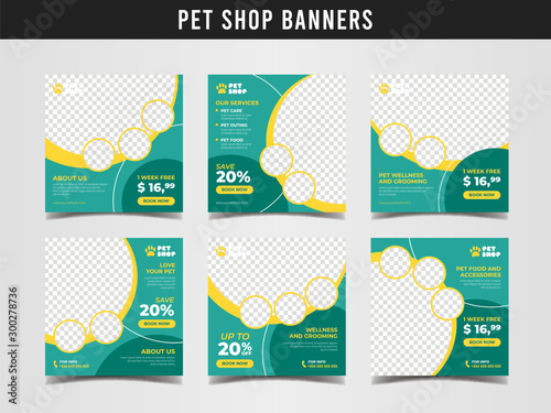 Pet shop square banner template. Promotional banner for social media post, web banner and flyer Vol.16