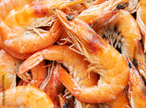 Shrimps as a food background