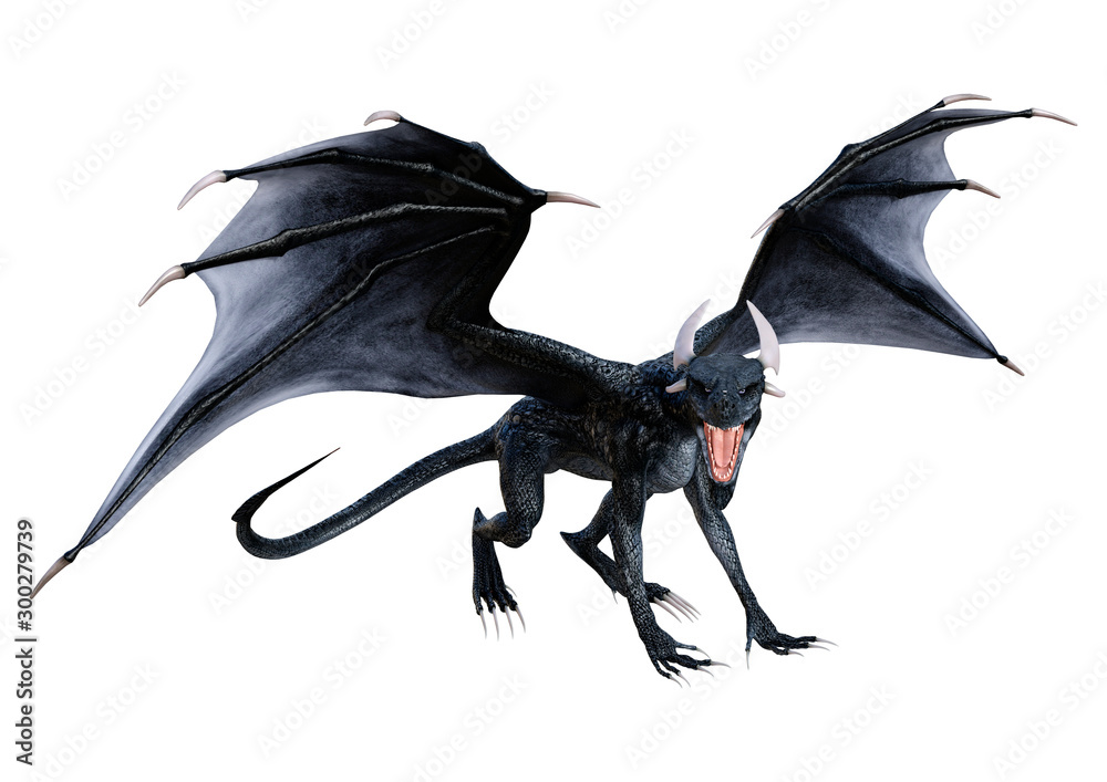 Fototapeta premium 3D Rendering Fairy Tale Dragon on White