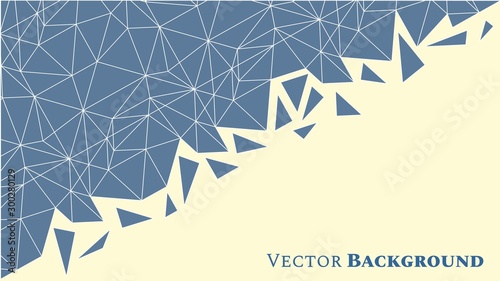 Abstract low poly geometric background with triangles in blue colors and space for text. Mosaic texture. Vector illustration.