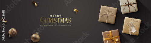 Christmas background, banner, frame, header, background or greeting card design. Vector Illustration