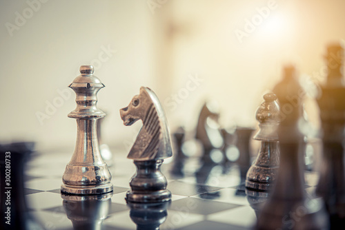 Fotografija chess board game for ideas and competition and strategy, business success concep
