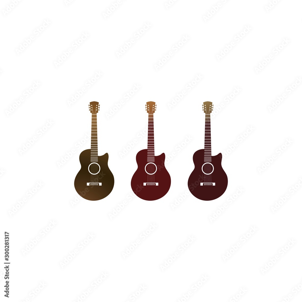 Fototapeta premium Guitar logo template vector icon illustration