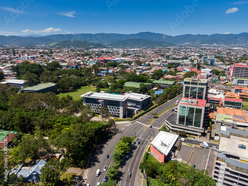 Beautiful aerial view of the town of San Pedro Costa Rica 