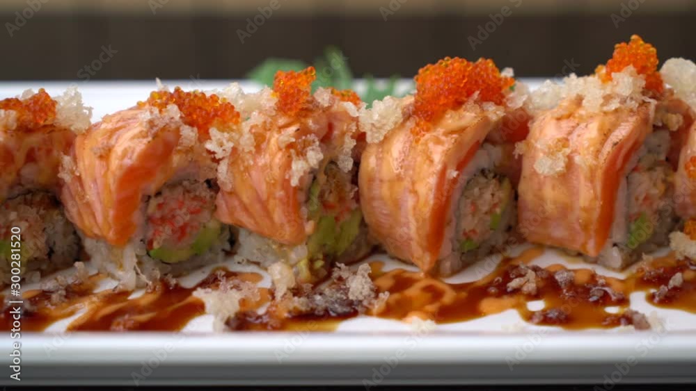 salmon sushi rolls - japanese food salmon sushi rolls - japanese food
