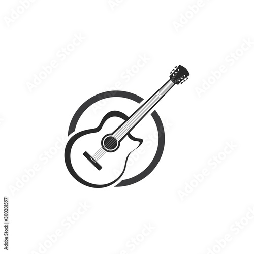 Guitar logo template vector icon illustration