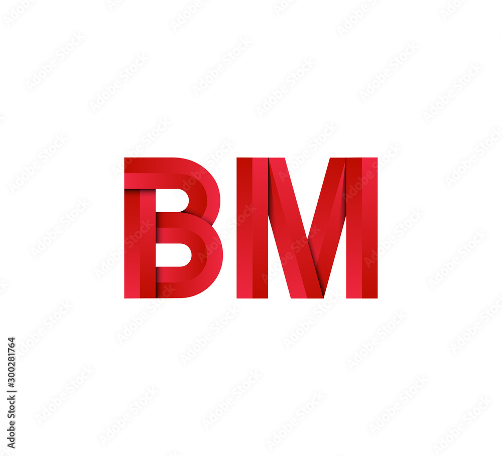 Initial two letter red 3D logo vector BM