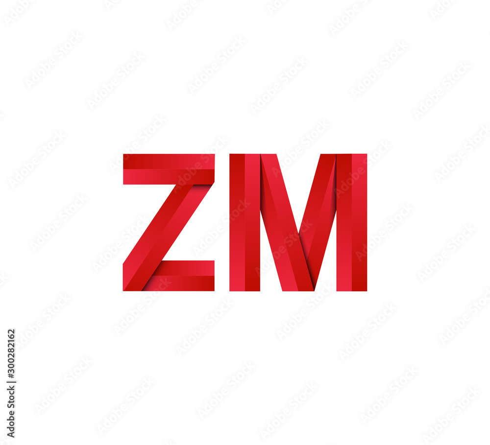 Initial two letter red 3D logo vector ZM Initial two letter red 3D logo vector ZM