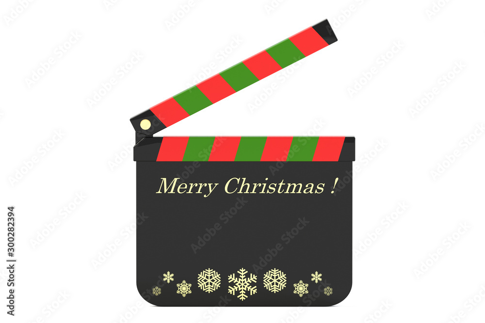 Naklejka premium カチンコを使ったクリスマスメッセージのフレームの3Dイラスト