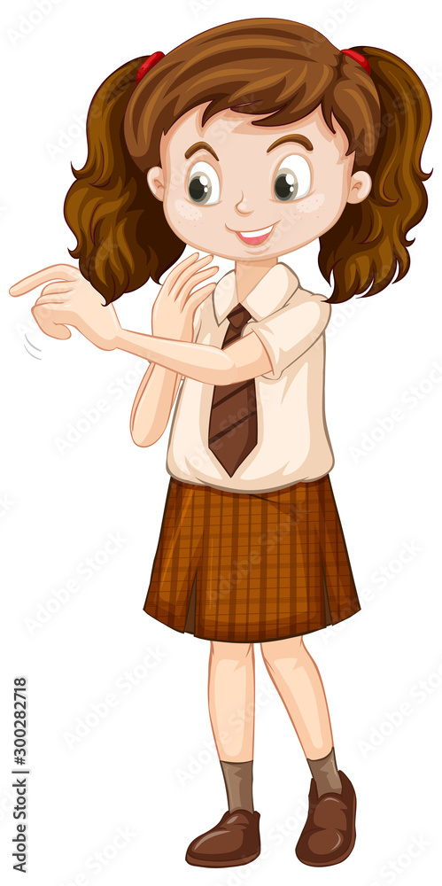 One happy girl in school uniform One happy girl in school uniform