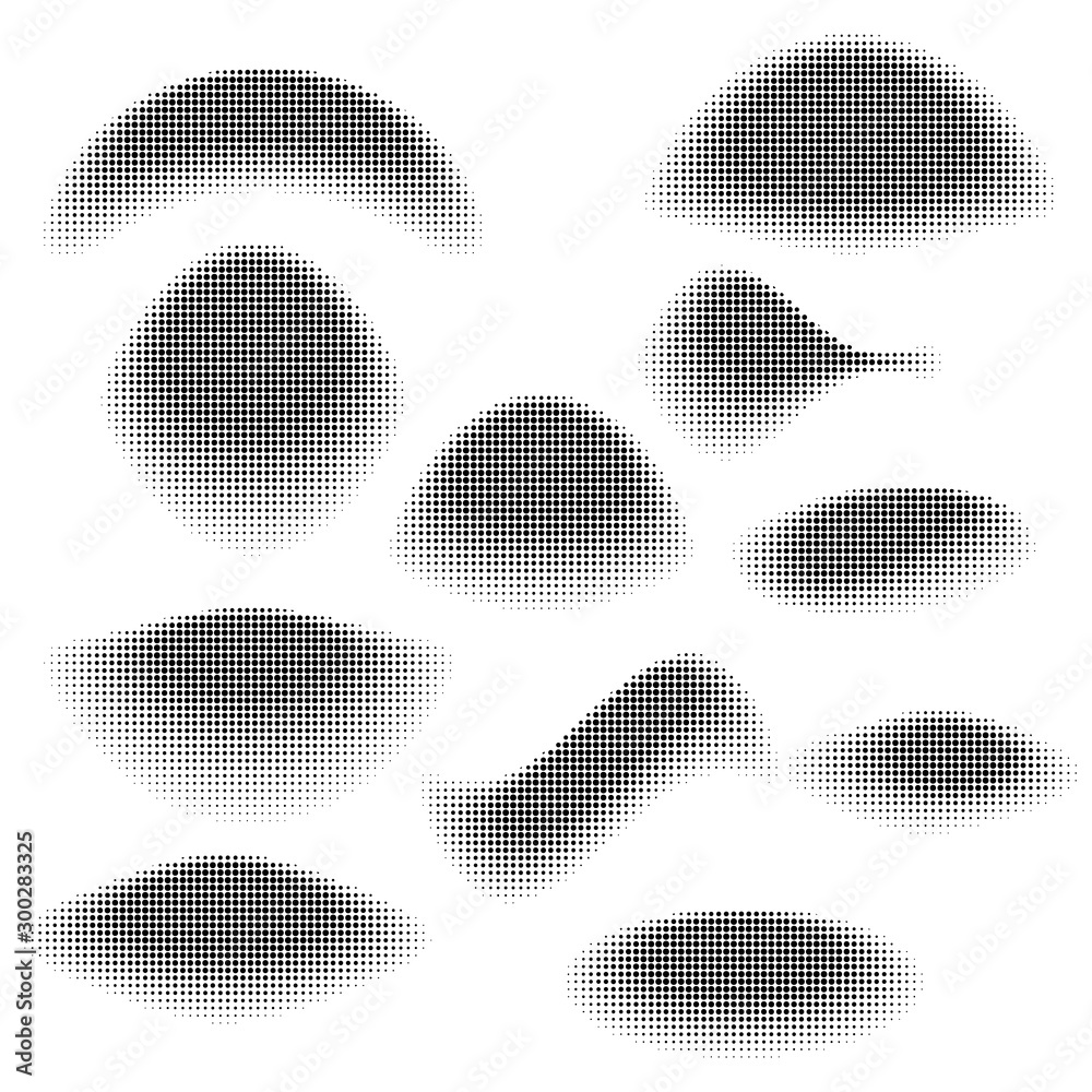 Halftone style abstract elements set.