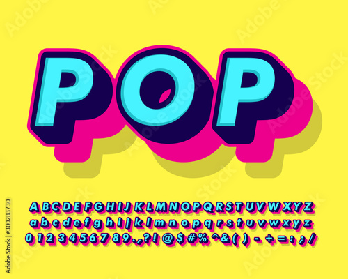 cool fancy pop art text effect with simple color design for pop music and arts, poster banner and flyer design photo