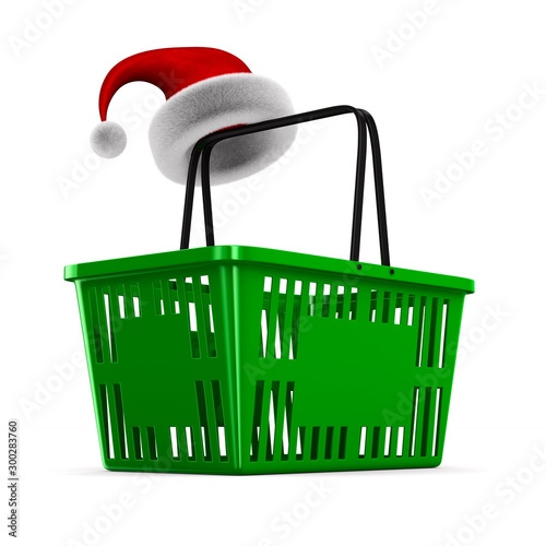 Green empty shopping basket...