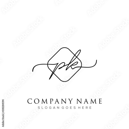 PK initial logo signature vector Handwriting concept logo template