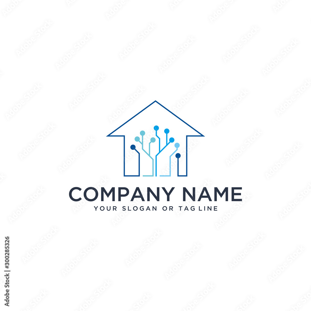 home design logo technology vector template white background