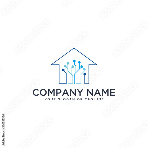 home design logo technology vector template white background