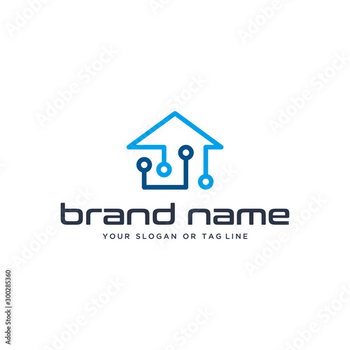 home design logo technology vector template white background