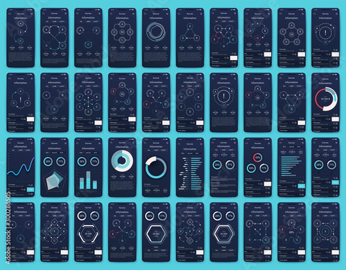 Different UI, UX, GUI screens and flat web icons for mobile apps