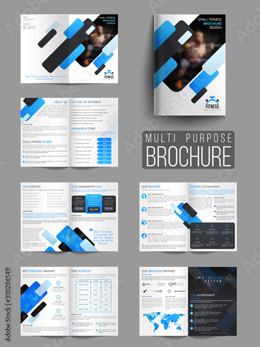 Gym or Fitness Brochure, Template or Flyer.