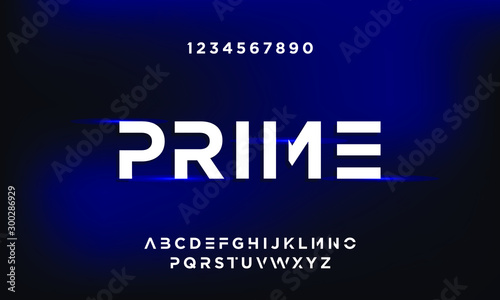 Prime Bold modern futuristic sans serif font vector design