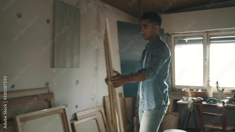 Talented artist starting a new painting Talented artist starting a new painting
