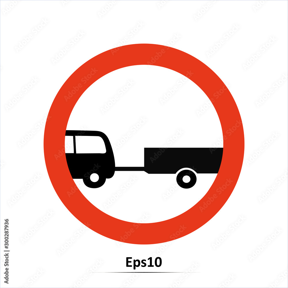 No trailers prohibited sign line icon, Traffic and road sign, vector graphics, a solid pattern on a white background, Red prohibition sign. Stop symbol No trailers prohibited sign line icon, Traffic and road sign, vector graphics, a solid pattern on a white background, Red prohibition sign. Stop symbol