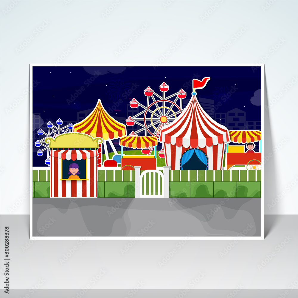 View of Amusement Park, Kids Carnival poster.