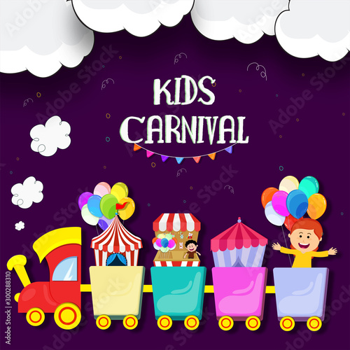 Kids Carnival background with circus train.