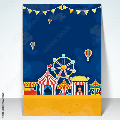 Kids Carnival template, banner or flyer design.