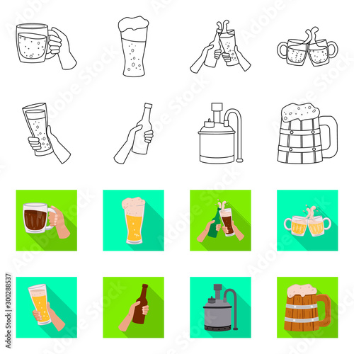 Isolated object of bar and oktoberfest icon. Collection of bar and pint stock vector illustration.