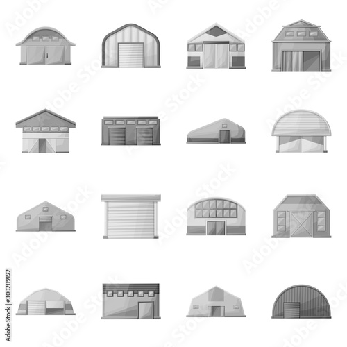 Isolated object of barn and farm icon. Collection of barn and architecture vector icon for stock.
