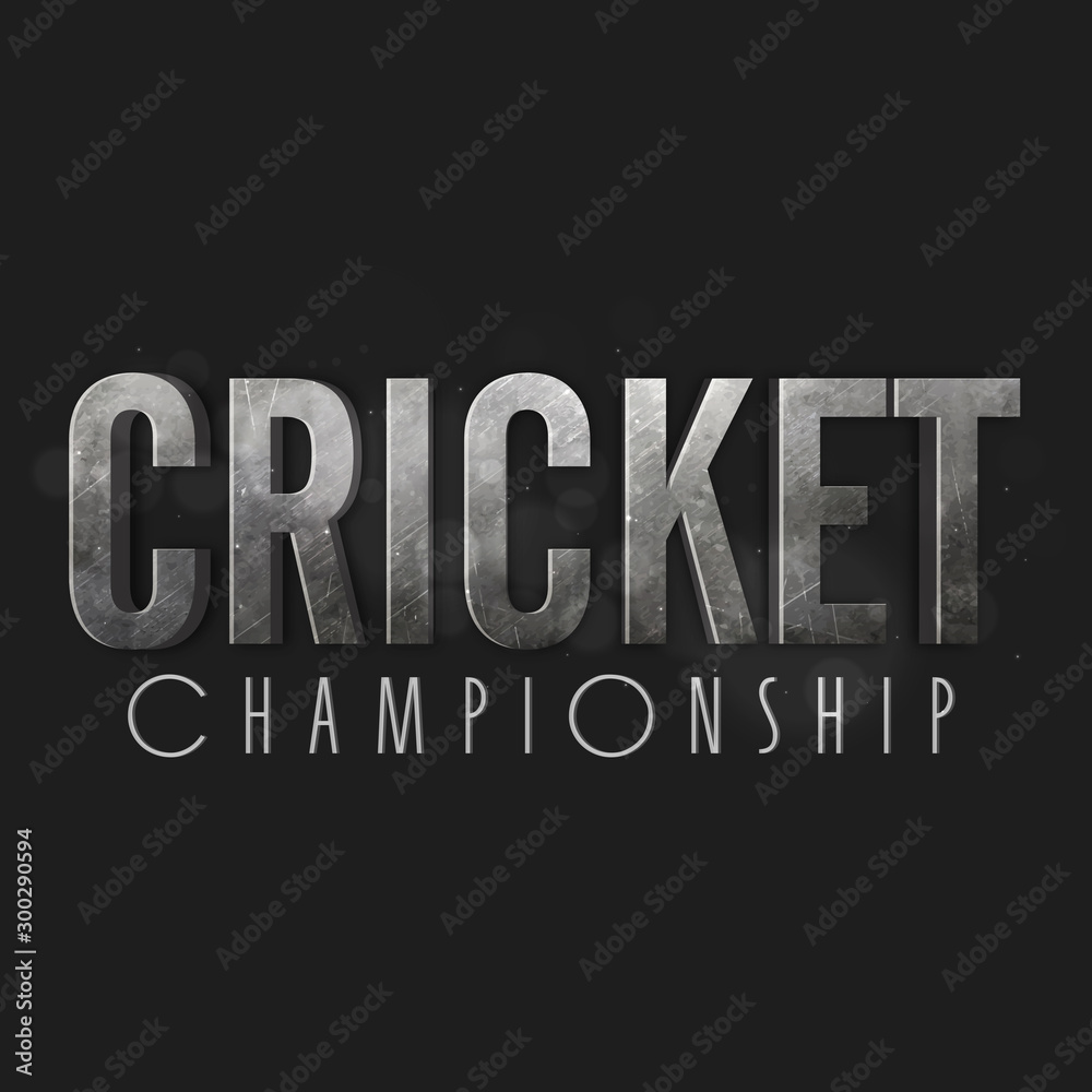 Fototapeta 3D Metallic Text Design of Cricket Championship.
