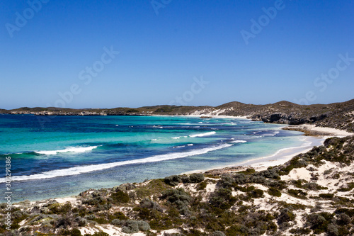 Salmon Bay on Rottnest Island with its vibrant blue waters perfect for snorkelling, Rottnest Island, Australia
