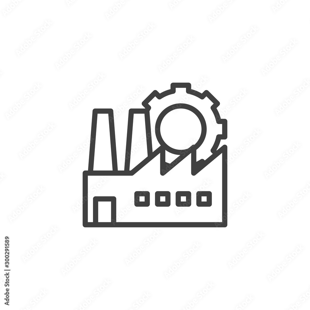 Vecteur Stock Industrial factory production line icon. linear style sign  for mobile concept and web design. Factory and gear outline vector icon.  Symbol, logo illustration. Vector graphics | Adobe Stock