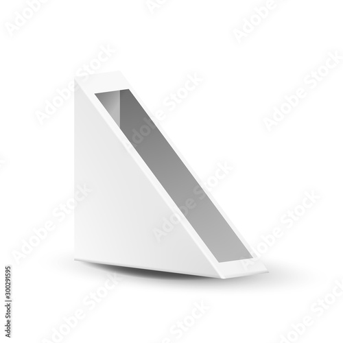 Box For Street Food Triangle Sandwiches Vector. Blank And Empty Small Paper Or Plastic Wedge Take Away Box For Breakfast. Container For Easily And Quickly Eating Realistic 3d Illustration