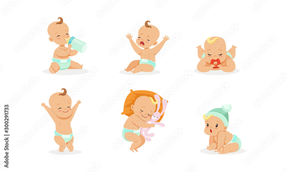 Babys daily routine. Vector illustration on a white background. Babys daily routine. Vector illustration on a white background.