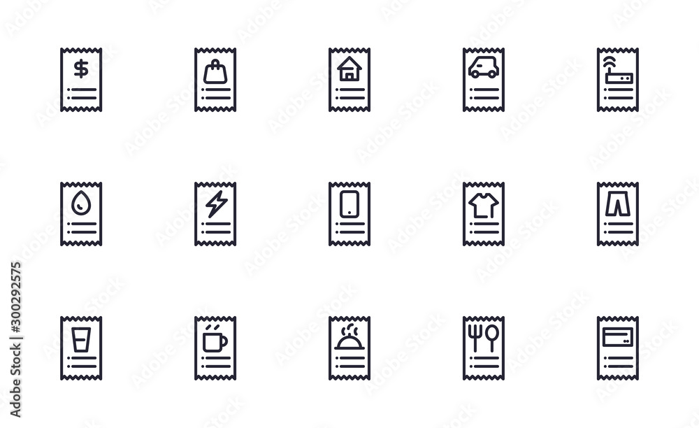 Expenses icons set outline style