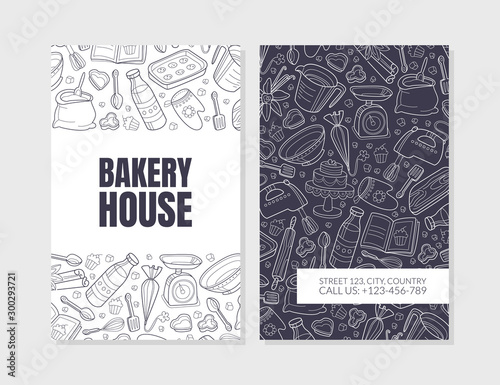 Bakery advertising. Vector illustration with black background.