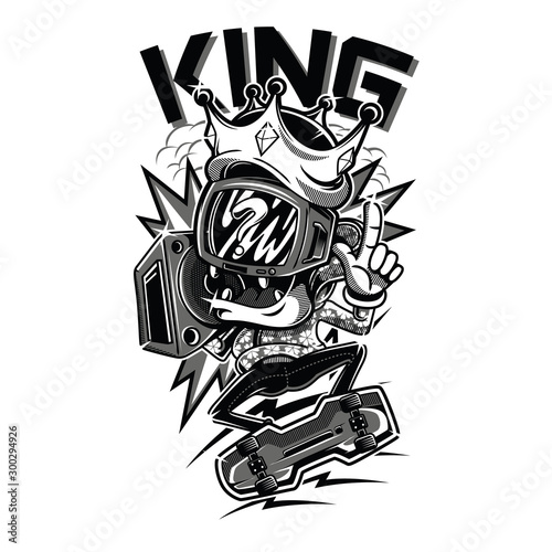 King Black and White Illustration