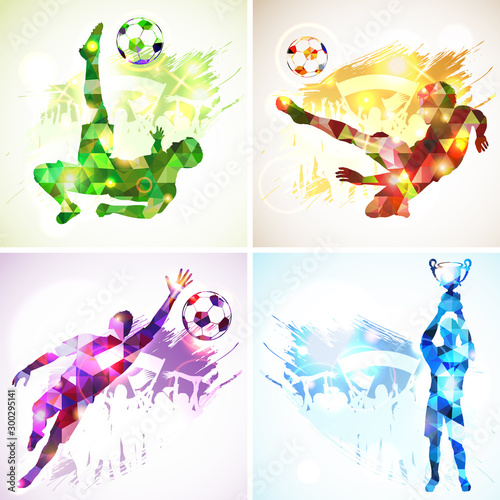 Silhouettes soccer football players photo