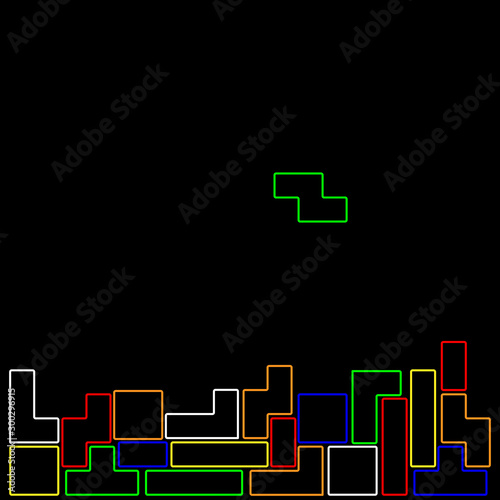 Colored line brick game pieces